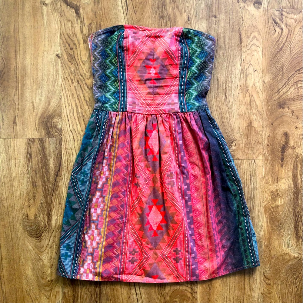 Aztec Strapless Dress